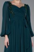 Robe de Soirée Longue Mousseline Émeraude ABU3243