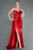 Robe de Soirée Longue Satin Rouge ABU2127