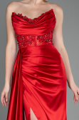 Robe de Soirée Longue Satin Rouge ABU2127