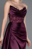 Robe De Soirée Satin Longue Couleur Cerise ABU2127