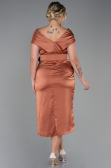Robe De Soirée Grande Taille Satin Midi Marron clair ABK1499