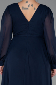 Robe de Soirée Grande Taille Longue Mousseline Bleu Marine ABU3254