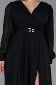 Robe de Soirée Grande Taille Longue Mousseline Noir ABU3254