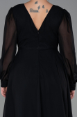 Robe de Soirée Grande Taille Longue Mousseline Noir ABU3254