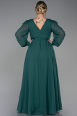 Robe de Soirée Grande Taille Longue Mousseline Émeraude ABU3254
