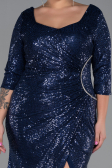 Robe Grande Taille Longue Squameuse Bleu Marine ABU3258