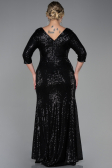 Robe Grande Taille Longue Squameuse Noir ABU3258
