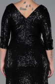 Robe Grande Taille Longue Squameuse Noir ABU3258