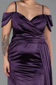 Robe Grande Taille Satin Longue Violet Foncé ABU2855