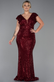 Robe Grande Taille Longue Rouge Bordeaux ABU1045