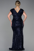 Robe Grande Taille Longue Bleu Marine ABU1045