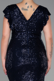 Robe Grande Taille Longue Bleu Marine ABU1045