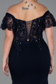 Robe de Soirée Grande Taille Longue Dantelle Bleu Marine ABU2571