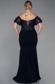 Robe de Soirée Grande Taille Longue Dantelle Bleu Marine ABU2571