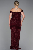 Robe Grande Taille Longue Squameuse Rouge Bordeaux ABU3203