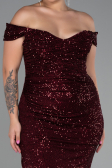 Robe Grande Taille Longue Squameuse Rouge Bordeaux ABU3203