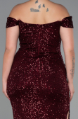 Robe Grande Taille Longue Squameuse Rouge Bordeaux ABU3203