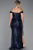 Robe Grande Taille Longue Squameuse Bleu Marine ABU3203