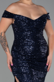 Robe Grande Taille Longue Squameuse Bleu Marine ABU3203