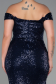 Robe Grande Taille Longue Squameuse Bleu Marine ABU3203