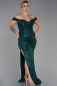 Robe Grande Taille Longue Squameuse Émeraude ABU3203