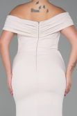 Robe De Soirée Grande Taille Longue Beige ABU3172