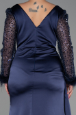 Robe Grande Taille Longue Bleu Marine ABU3237