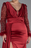 Robe Grande Taille Longue Rouge Bordeaux ABU3237