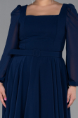 Robe Grande Taille Mousseline Midi Bleu Marine ABK1753