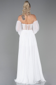 Robe de Soirée Longue Mousseline Blanc ABU3265