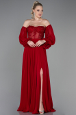 Robe de Soirée Longue Mousseline Rouge ABU3265