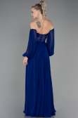 Robe de Soirée Longue Mousseline Bleu Saxe ABU3265