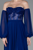 Robe de Soirée Longue Mousseline Bleu Saxe ABU3265
