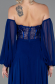 Robe de Soirée Longue Mousseline Bleu Saxe ABU3265