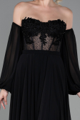 Robe de Soirée Longue Mousseline Noir ABU3265