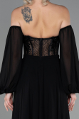 Robe de Soirée Longue Mousseline Noir ABU3265