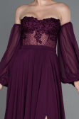 Robe de Soirée Longue Mousseline Couleur Cerise ABU3265