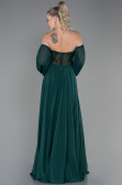 Robe de Soirée Longue Mousseline Émeraude ABU3265