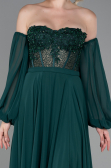Robe de Soirée Longue Mousseline Émeraude ABU3265