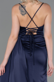 Robe de Soirée Longue Satin Bleu Marine ABU3267