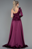 Robe De Soirée Satin Longue Prune ABU1715