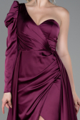 Robe De Soirée Satin Longue Prune ABU1715
