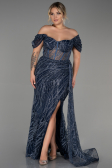Robe De Soirée Grande Taille Longue Bleu Marine ABU3097