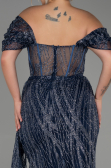 Robe De Soirée Grande Taille Longue Bleu Marine ABU3097