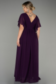 Robe de Soirée Grande Taille Longue Mousseline Violet Foncé ABU3276