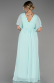 Robe de Soirée Grande Taille Longue Mousseline Menthe ABU3276