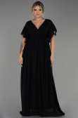 Robe de Soirée Grande Taille Longue Mousseline Noir ABU3276
