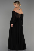 Robe de Soirée Grande Taille Longue Mousseline Noir ABU3266