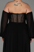 Robe de Soirée Grande Taille Longue Mousseline Noir ABU3266