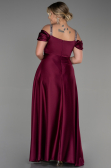 Robe de Soirée Grande Taille Longue Satin Prune ABU3277